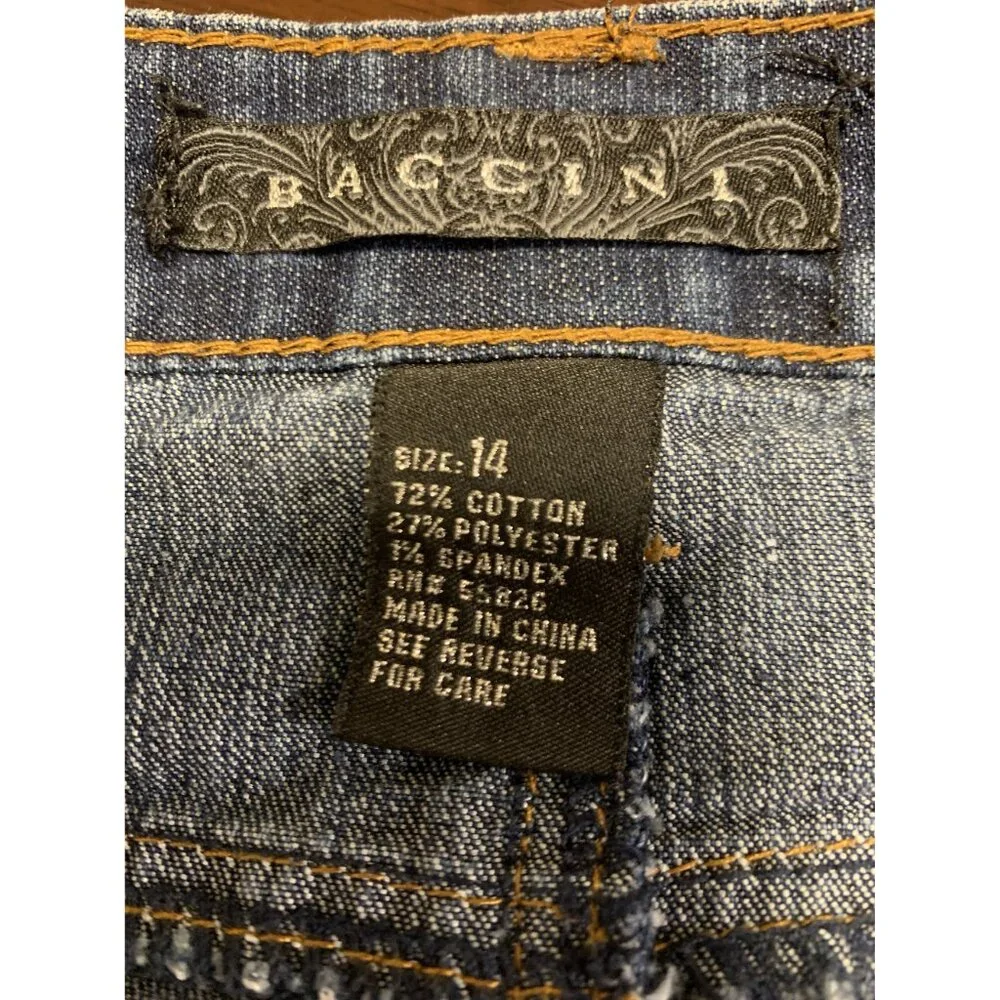 Baccini Cotton Denim A Line Midi Skirt Size 14 - Picture 4 of 8